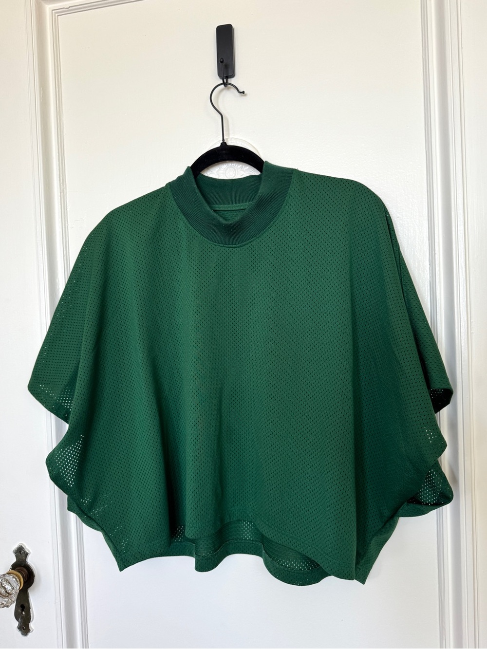 Women’s Forest Green Mesh Mock Neck Top